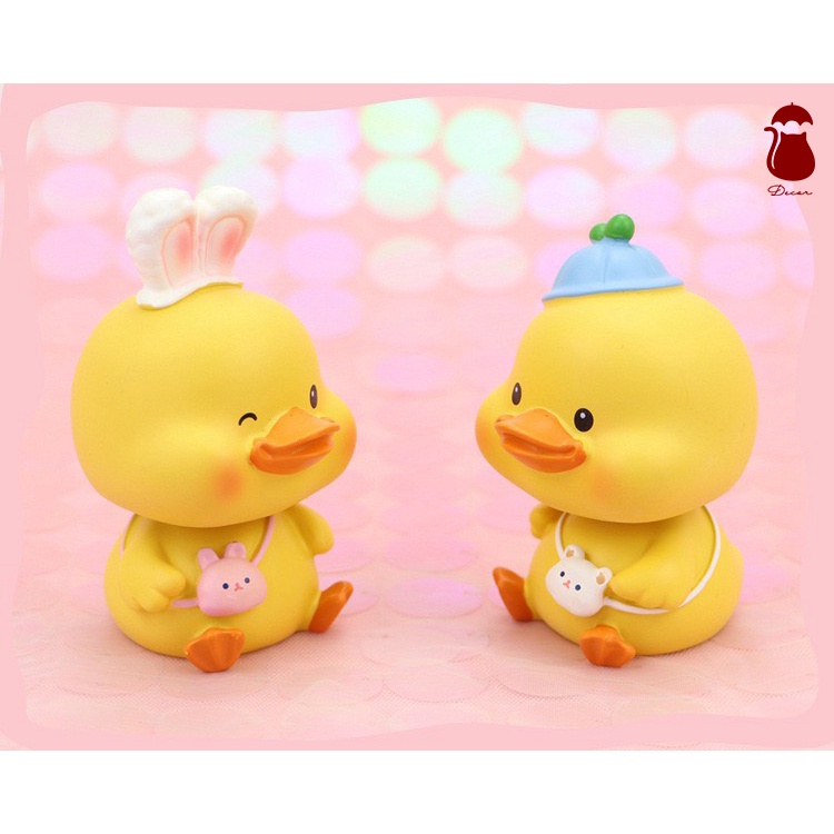 Set mô hình 4 vịt con Ô DECOR, tượng vịt con decor mini để bàn màu vàng full biểu cảm đáng yêu dễ thương cute