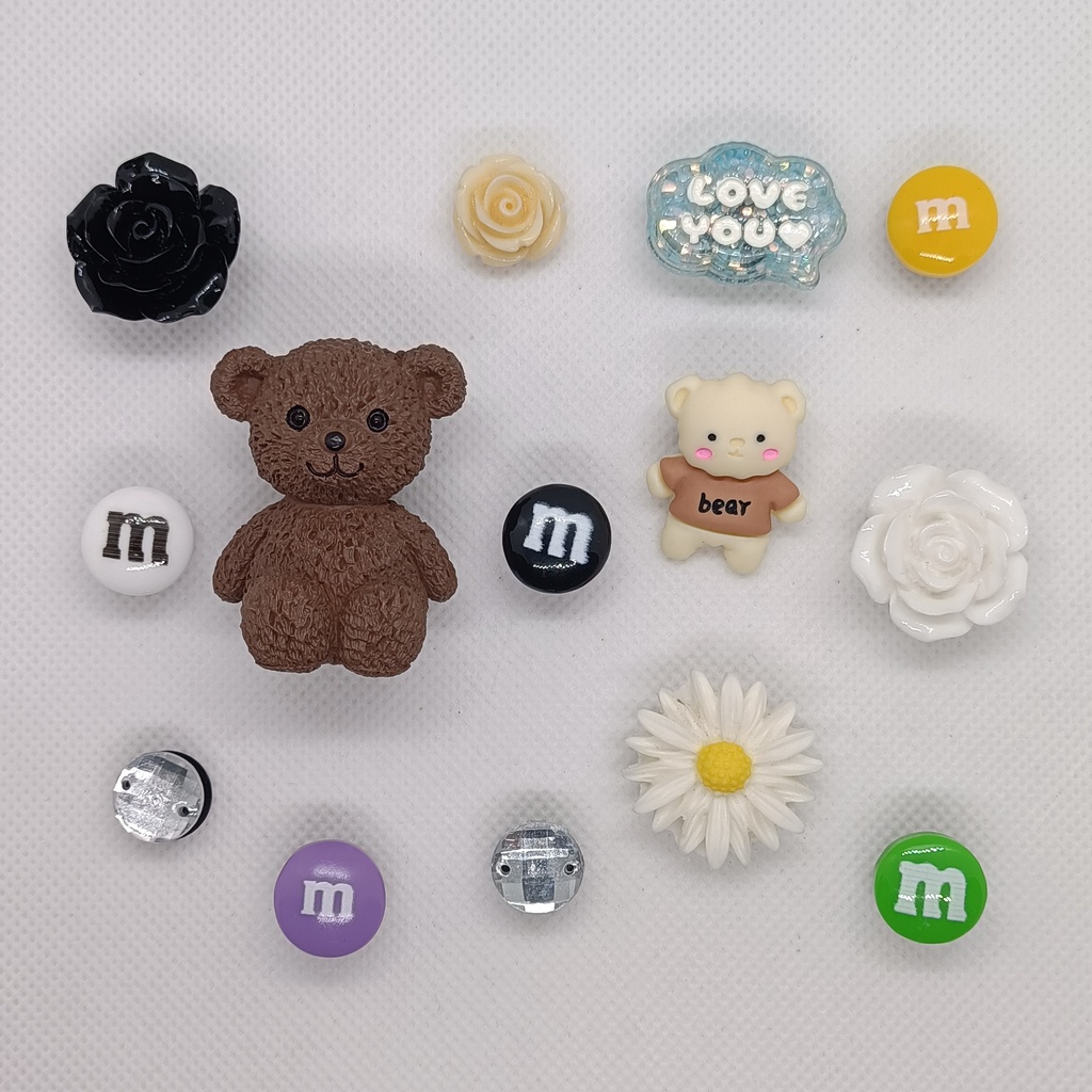 Bộ Sticker Nơ Carô Siêu Xinh Trang Trí Dép Cross Sticker, Jibbitz, Charm 3D Trang Trí Dép Sục, Gắn Dép Cross Sẵn Nút Gắn