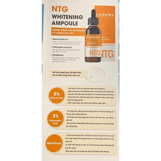 Serum dưỡng trắng giảm nám tàn nhang NTG ahohwa