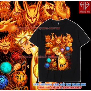 Áo Thun Naruto Uzumaki Vĩ Thú Màu Đen Tay Ngắn Cực chất