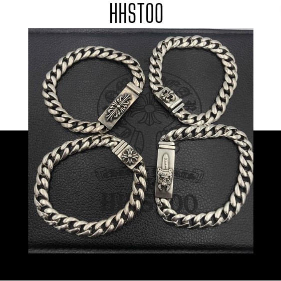 VÒNG TAY BẠC, LẮC TAY CHROME HEARTS BẠC 925, UNISEX, THIẾT KẾ DẠNG XÍCH ĐƠN GIẢN, HOÀN THIỆN TỈ MỈ, TRANG SỨC BẠC HHST00