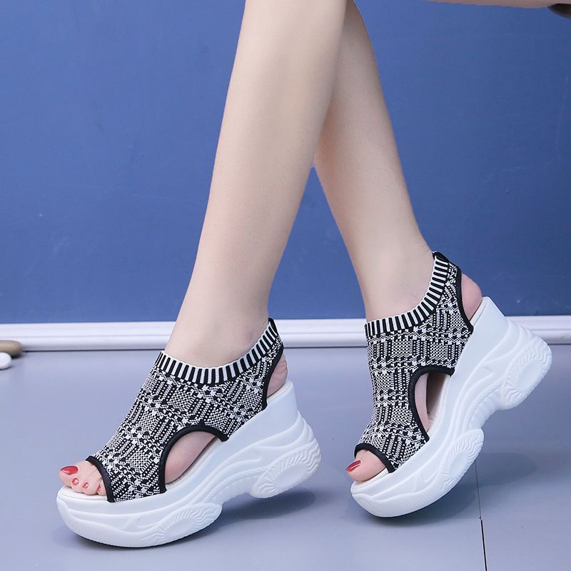 Giày Sandal Đế Xuồng Phong Cách Phương Tây Nữ Tính