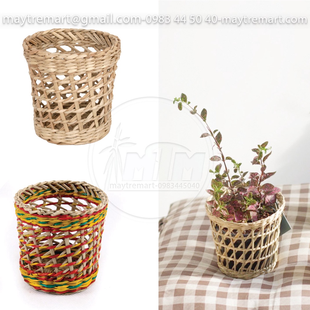 Cốc cói nhí đan thưa-trang trí decor, chụp hình