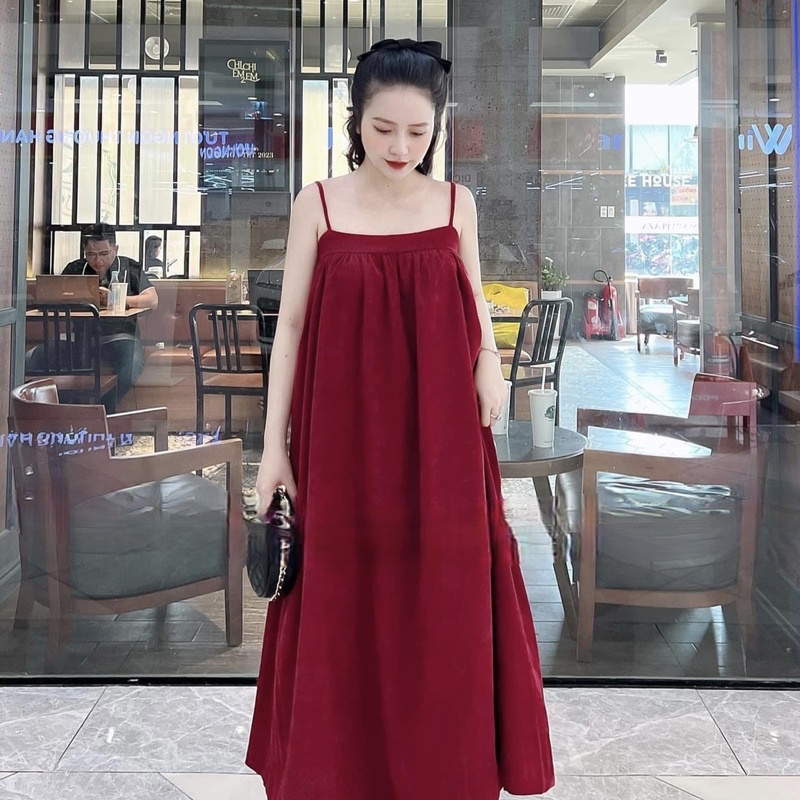 Đầm maxi đi biển 2 dây cúp ngực váy maxi dáng dài màu sang chảnh đũi lụa siêu xinh