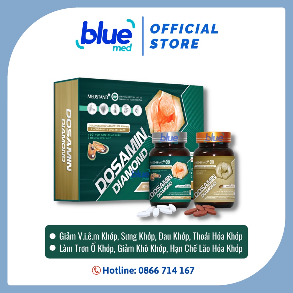 Viên Xương Khớp Dosamin Diamond - Glucosamine, Bổ Xương Khớp, Thoái Hóa Khớp, Đau Khớp, Khô Khớp (Hộp 2 Lọ) [Chính Hãng]
