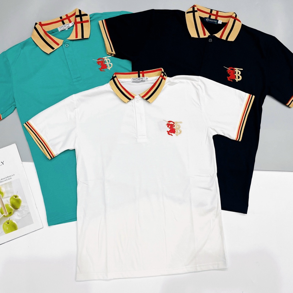 Áo Thun Polo Nam Cổ Bẻ Tay Ngắn Vải Cotton 3 Màu Phối Logo Viền Cổ Sang Trọng Lịch Lãm NEW UNISEX