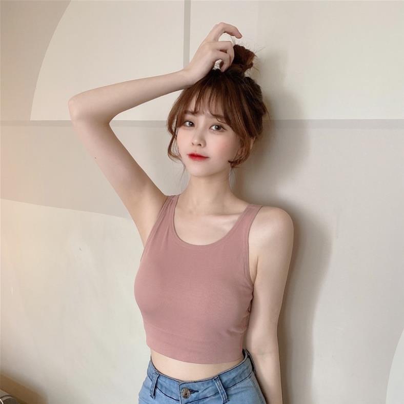 ❤️ Áo Bra Thun Mềm Dáng Lửng , Lưng V Sẵn Đệm Ngực Siêu Hot Myna 8884 ❤️