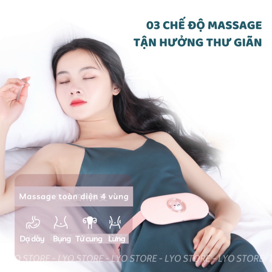 Máy massage sưởi ấm bụng AIFS, đỡ đau bụng đau lưng cho cô gái đến Kì, Đai đeo dùng đồ nóng chườm món quà teen girls FER