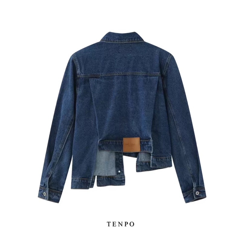 Áo Khoác Bò Xanh Nam Vạt Lệch TENPO | Jacket Form Crop