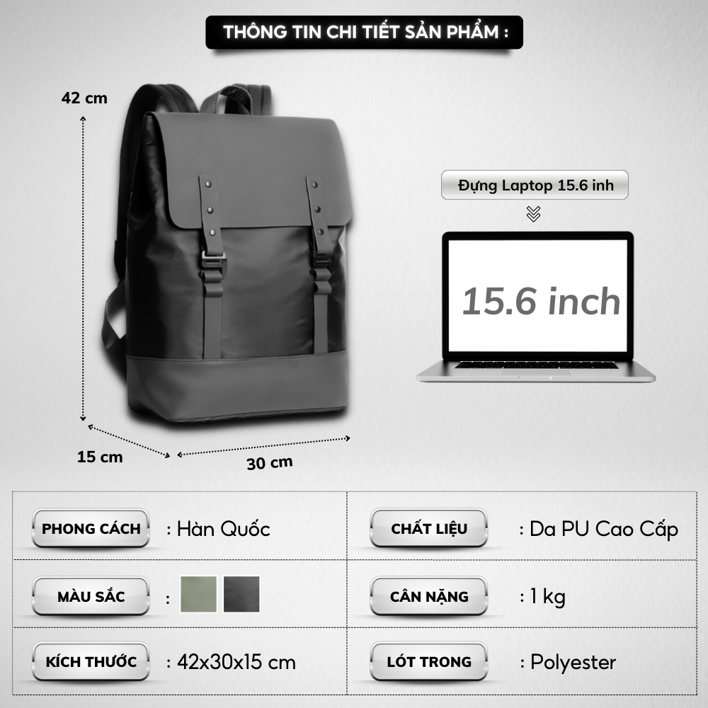 Balo Thời Trang Nam Nữ,Balo Ulzzang,Vải Oxford phối da chống nước cao cấp,Đựng Laptop 15.6 inh - 𝑰𝑩𝑨𝑮