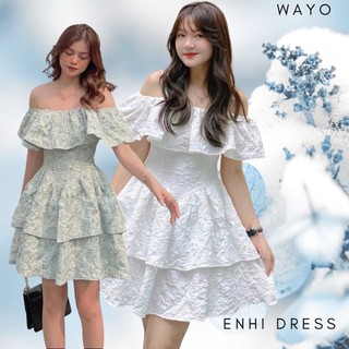 [Enhi Dress] Đầm WAYO gấm trễ vai xếp tầng dạo phố xinh đẹp