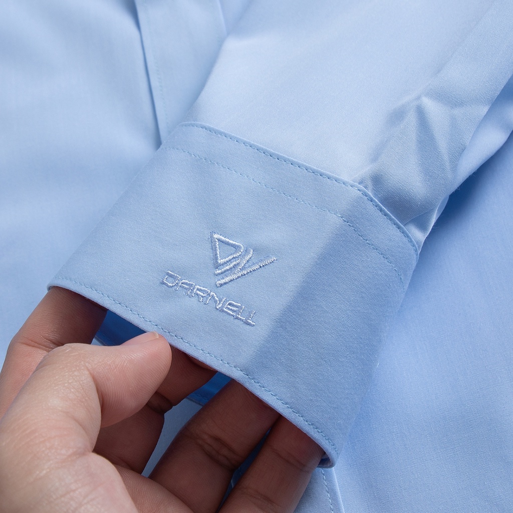 Sơ mi nam DARNELL dài tay trơn màu cotton lụa cao cấp ít nhăn logo tay DN0132