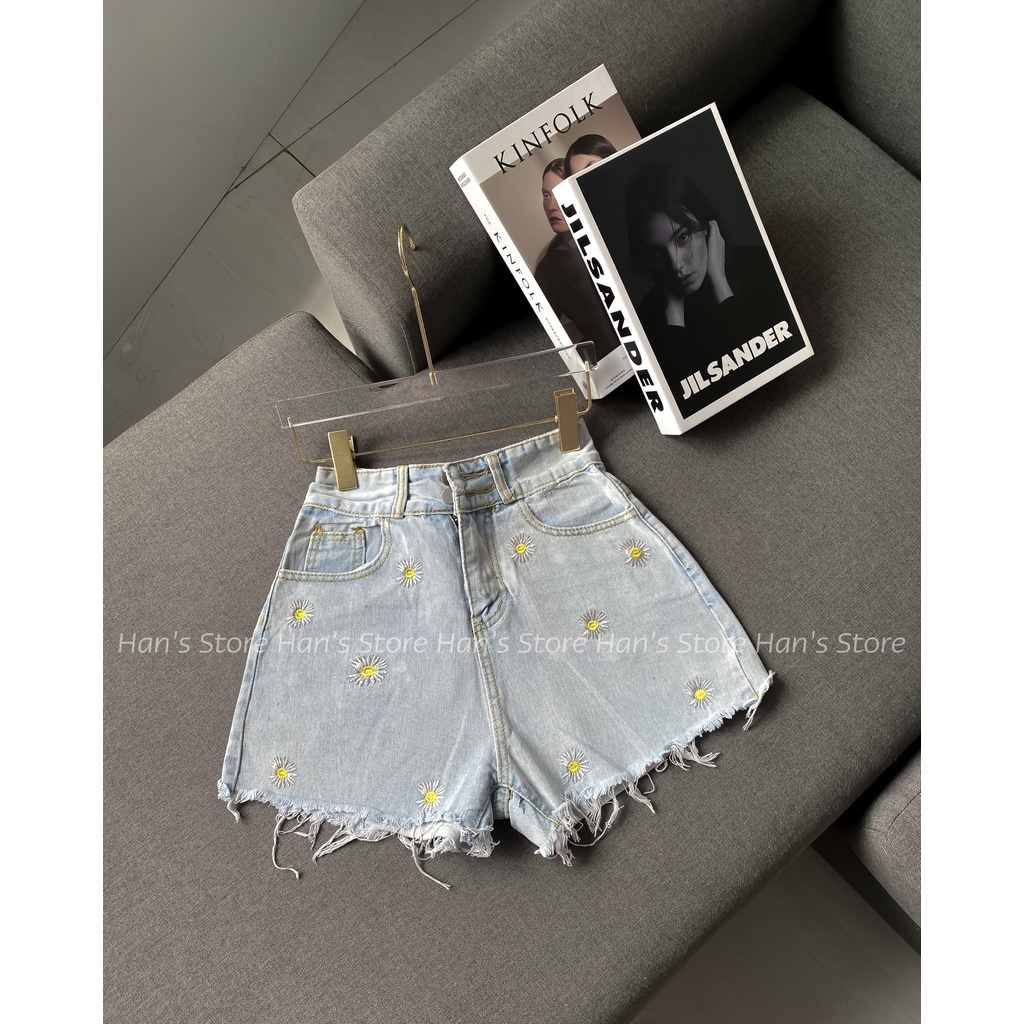 QUẦN SHORT THÊU HOA CÚC HÀNG QUẢNG CHÂU LOẠI 1(ẢNH THẬT)