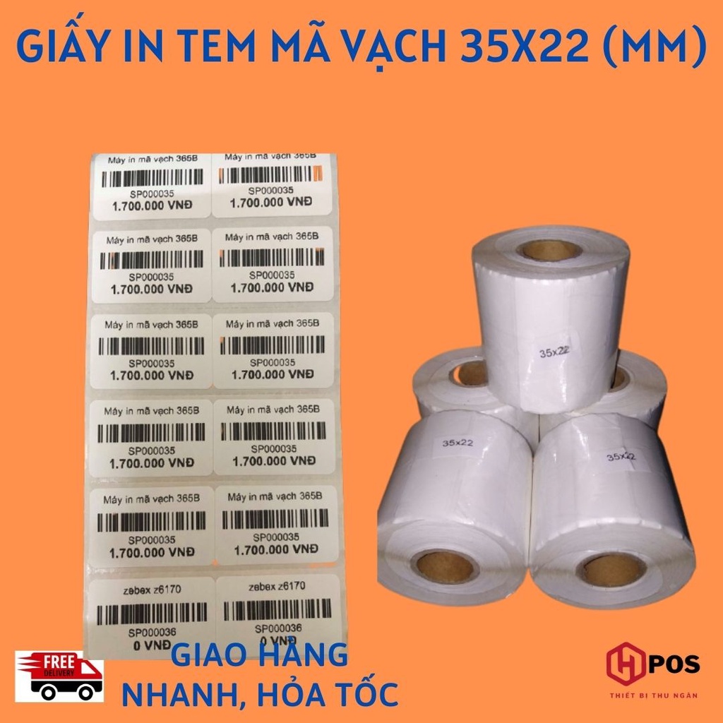 Giấy in tem, decal mã vạch 72x22 mm