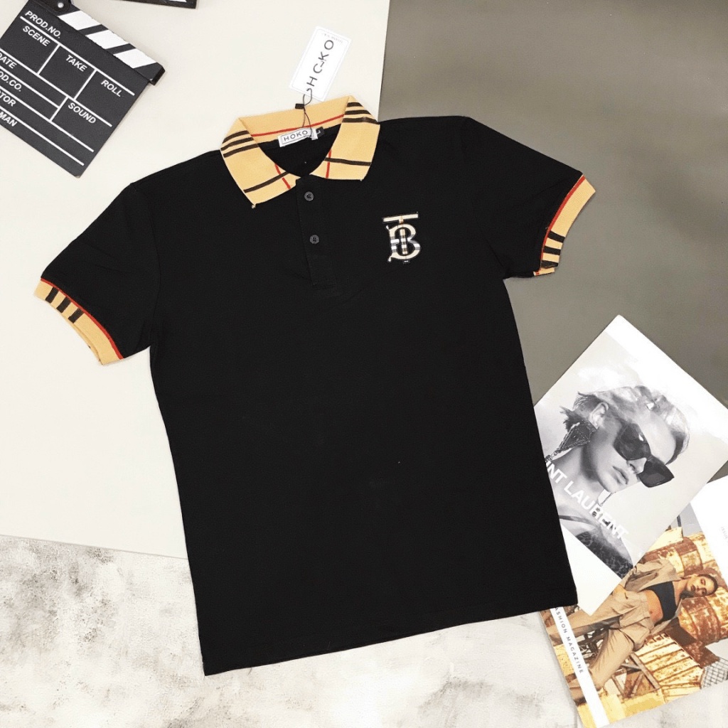 Áo Thun Nam Có Cổ Tay Ngắn Vải Cotton 2 Màu Trắng Đen Đơn Giản Lịch Lãm NEW UNISEX