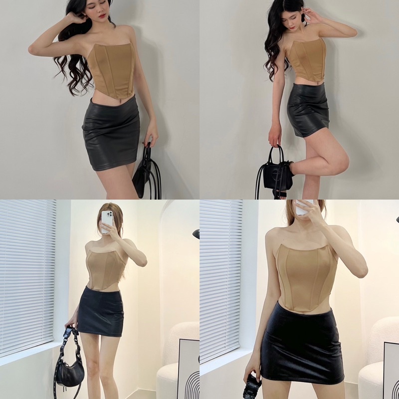 Áo Corset Croptop Cúp Tai Mèo Siêu Xịn - Sang