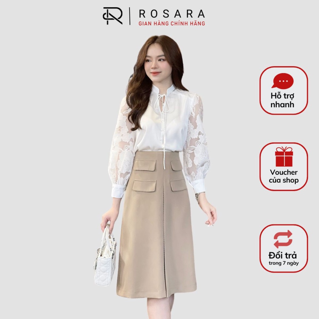 Chân Váy Midi Nâu Dài Qua Gối Dáng Suông Thời Trang Nữ Rosara CV12