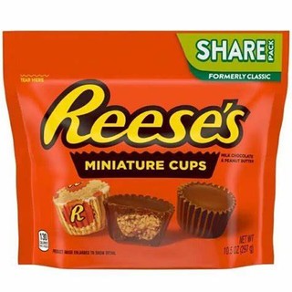 Socola sữa nhân bơ đậu phộng không gluten reese's miniature cup milk chocolate & peanut butter 297g