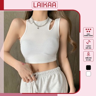 Áo croptop ba lỗ nữ ôm body áo khoét vai basic thun tăm nhỏ Laikaa A04