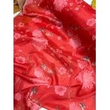 Vải Tơ Óng Đỏ Hoa Xinh