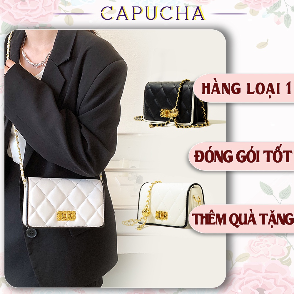 Túi xách nữ thêu chỉ trám chất da cao cấp khóa xoay xịn xò Capucha T275