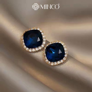Bông tai nữ Minco Accessories khuyên tai hình thoi blue phụ kiện thời trang sang chảnh BT306