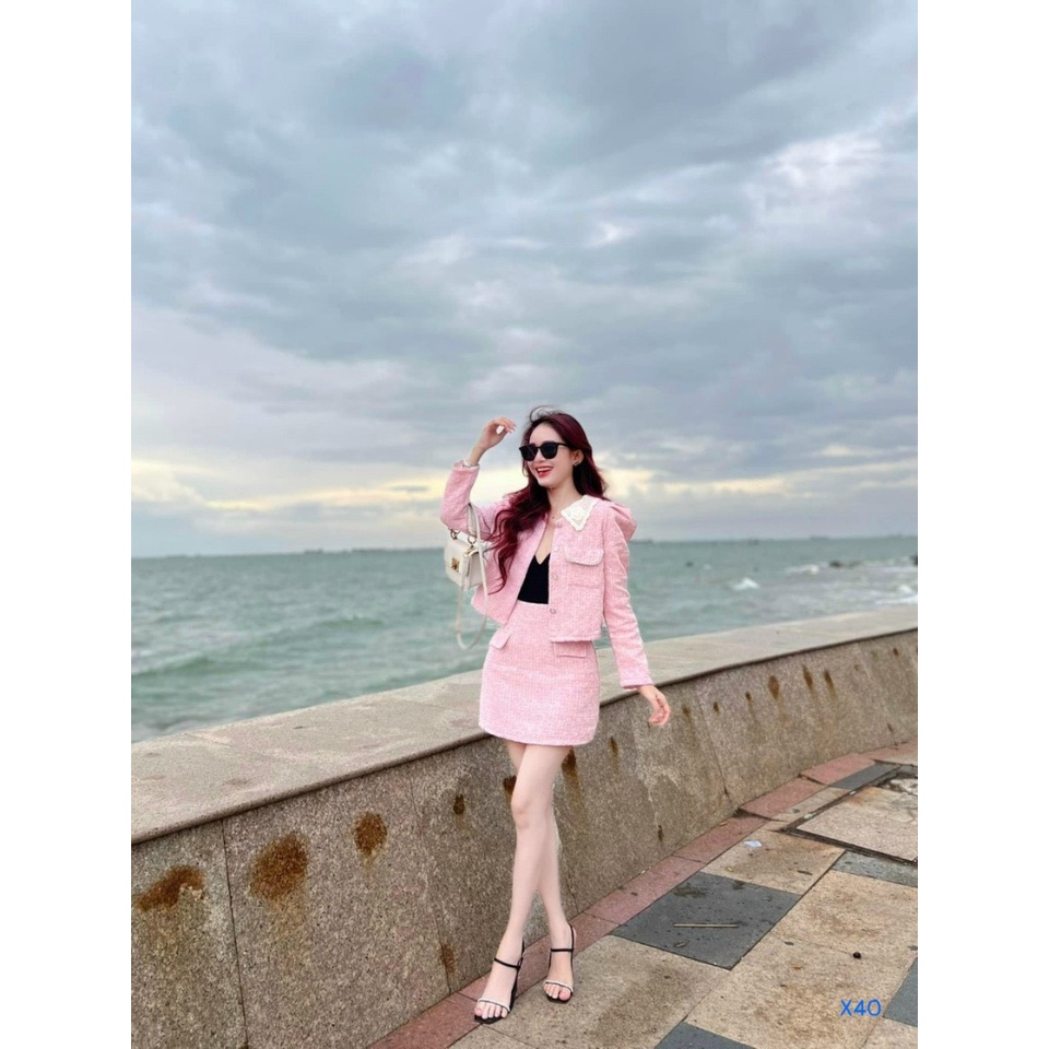 Sét Váy Dạ Cao Cấp SD65 Kèm Áo Khoác Và Chân Váy Kiểu Dáng Xinh Sắn Tiểu Thư Bánh Bèo - Set Váy Thời Trang Đang Hot