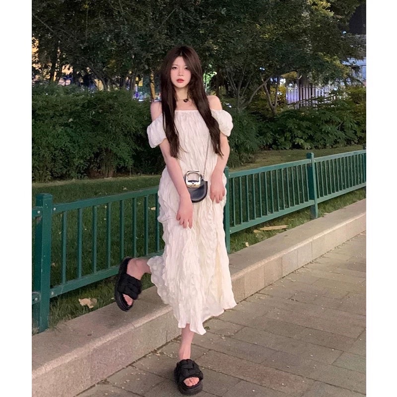 ĐẦM MAXI NHÚN TRẮNG