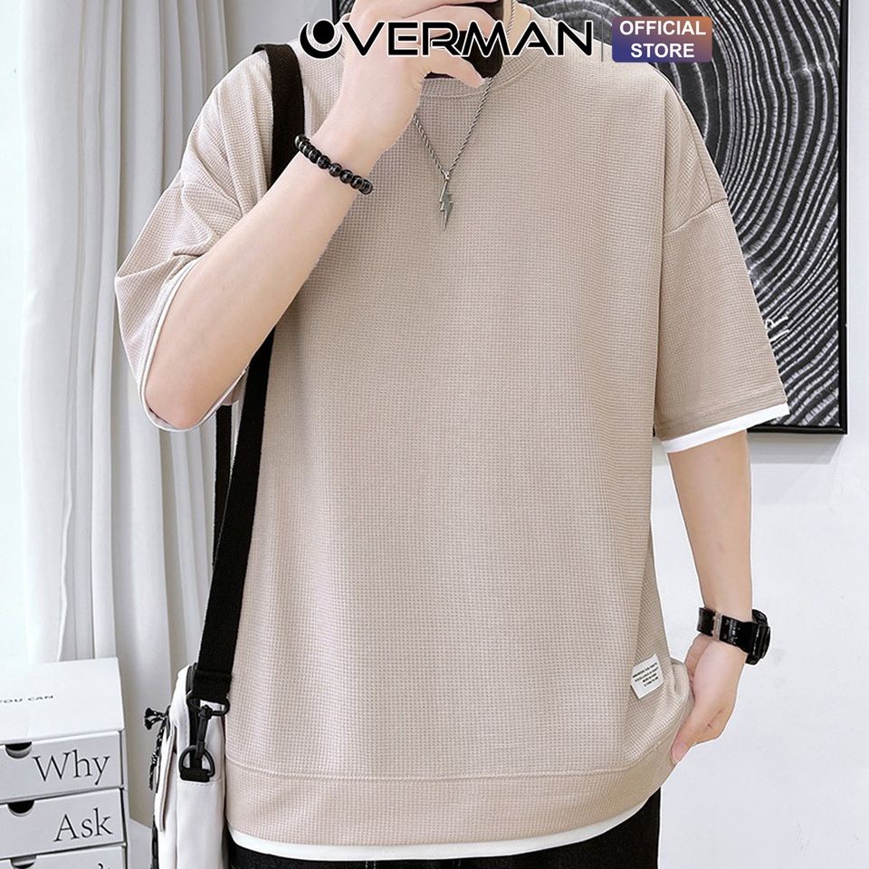 Áo thun tổ ong cổ tròn nhiều màu, áo thun thoáng mát co dãn tốt AT08 - OVERMAN