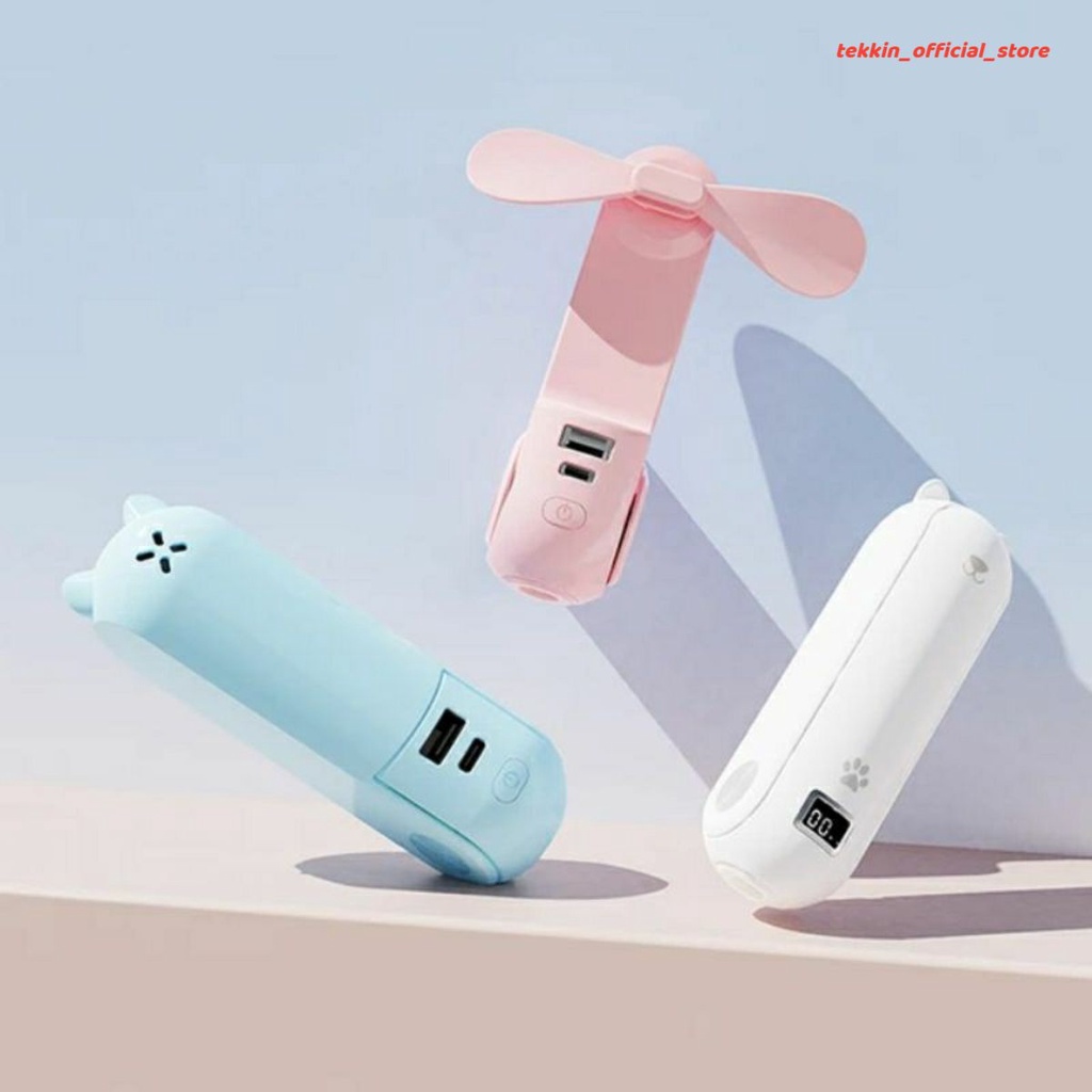 Quạt cầm tay mini TEKKIN đa năng 4800mah/2000mah 3 IN 1 quạt sạc dự phòng đèn pin