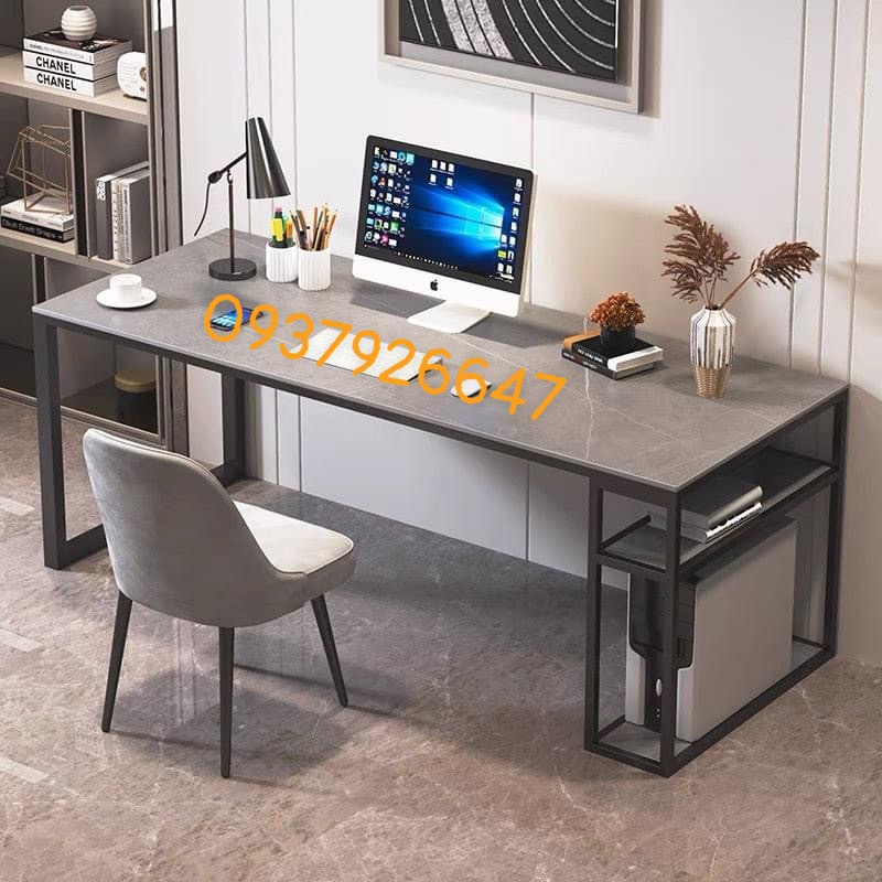 bàn làm việc máy tính chân sắt kèm kệ để cpu