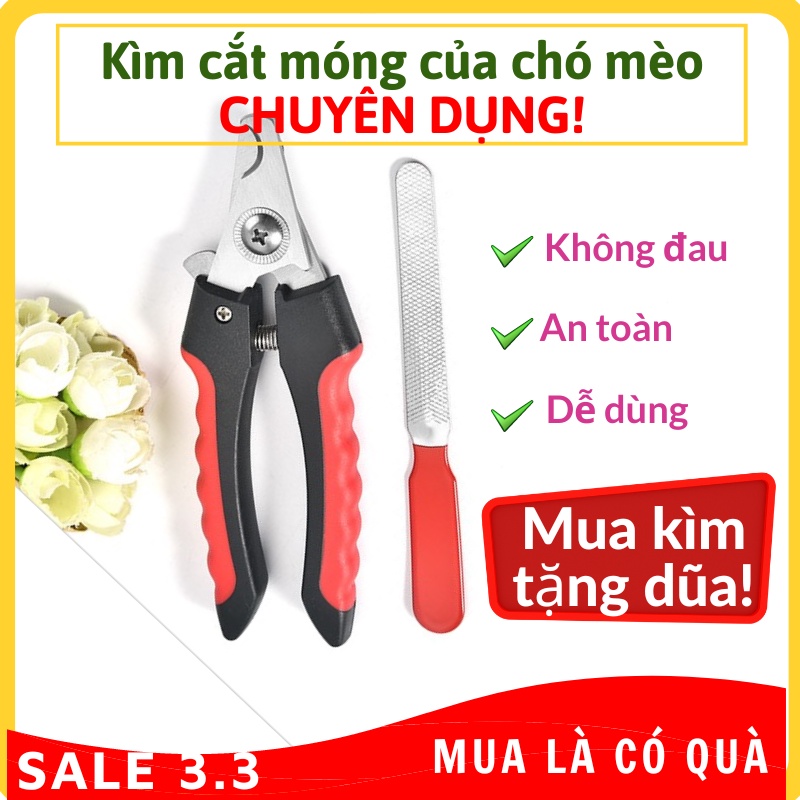 Kìm Cắt Móng Cho Chó Mèo TẶNG KÈM Dũa Móng, Dụng Cụ Bấm Móng Chân Chó Mèo Bằng Thép Không Gỉ Bền Chắc Sử Dụng Lâu Dài