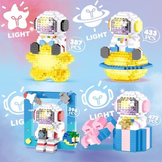 Lắp ráp phi hành gia xếp hình có đèn, đèn ngủ, quà tặng sinh nhật lego mini space bricks
