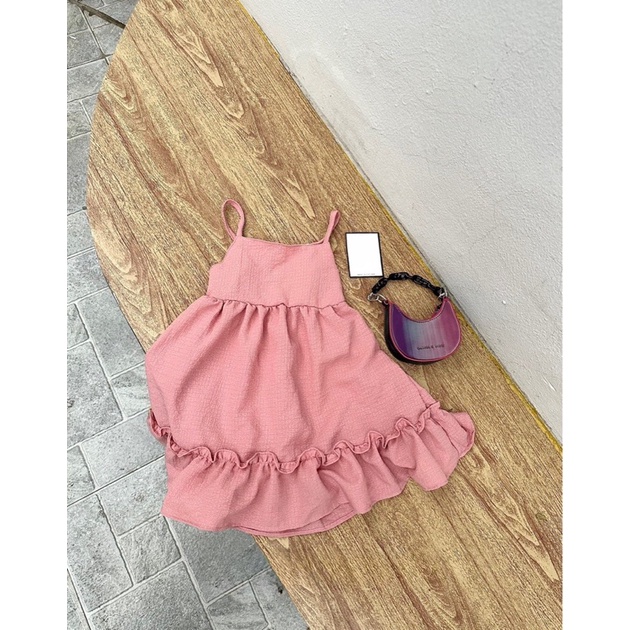 Maxi đi biển 2 dây phối ren cho bé gái.