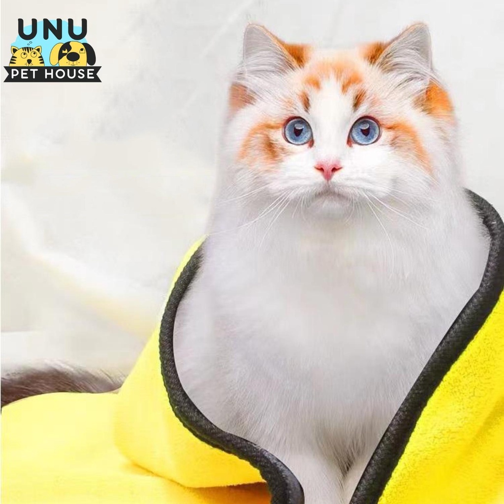 Khăn tắm cho chó mèo siêu thấm hút được làm từ micro fiber không xù lông, không bám bụi, chất dày dặn – UNU Pet House