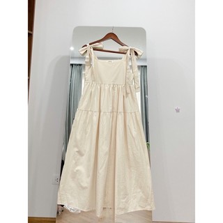 Váy babydoll 2 dây thắt nơ, đầm mixi 2 lớp chất thô basic dễ thương MSP LACO64
