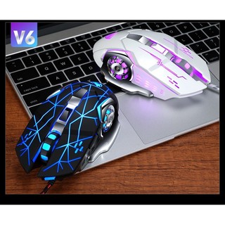 Chuột máy tính, chuột gaming có dây V6 led phát sáng