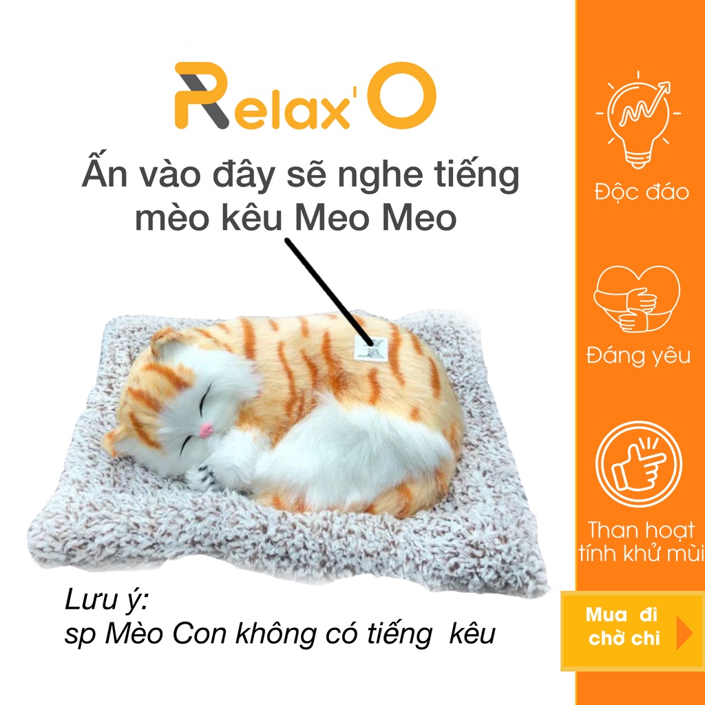 Mèo Ngủ Trang Trí Lõi Than Hoạt Tính Lọc Không Khí Khử Mùi RELAX' O, Trang Trí Bàn Làm Việc, Xe Hơi, Phòng Ngủ