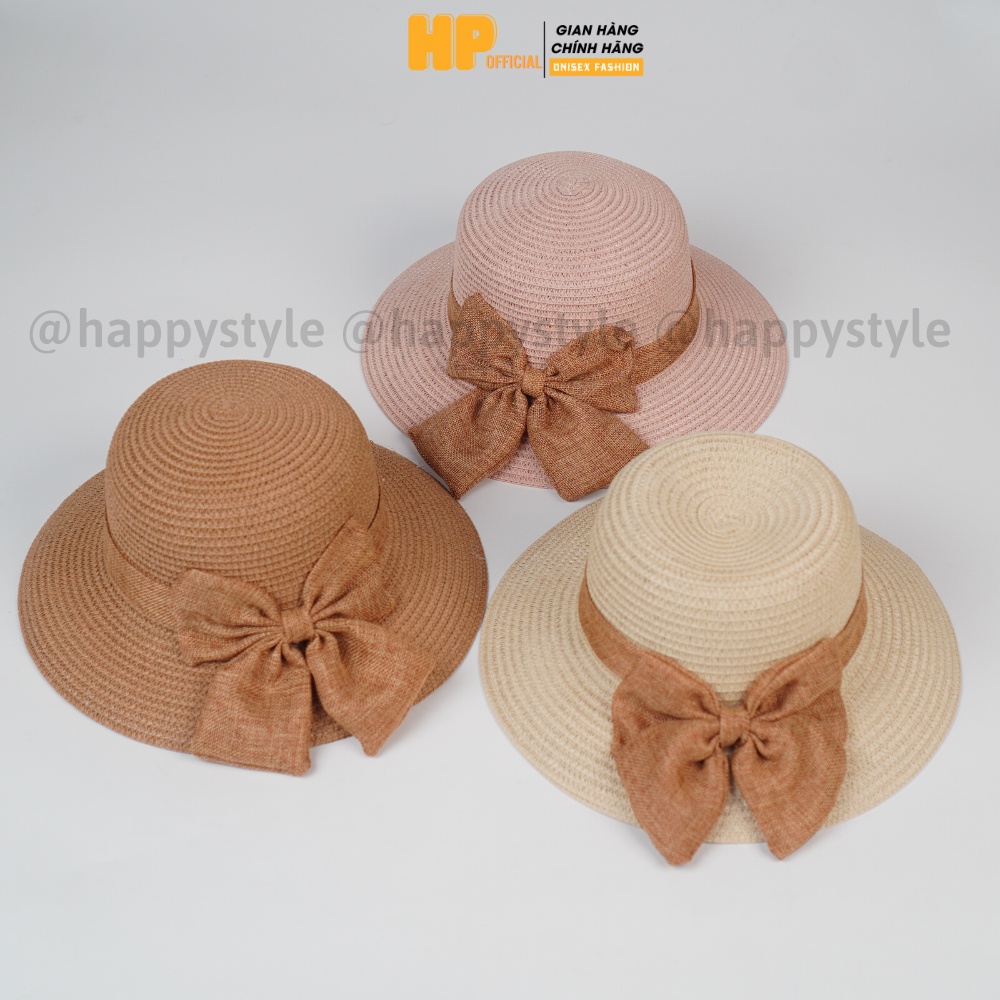 Mũ nón cói phối nơ vành rộng chống nắng thời trang hàn quốc đi biển mùa hè cực xinh NC14 - Happy Style
