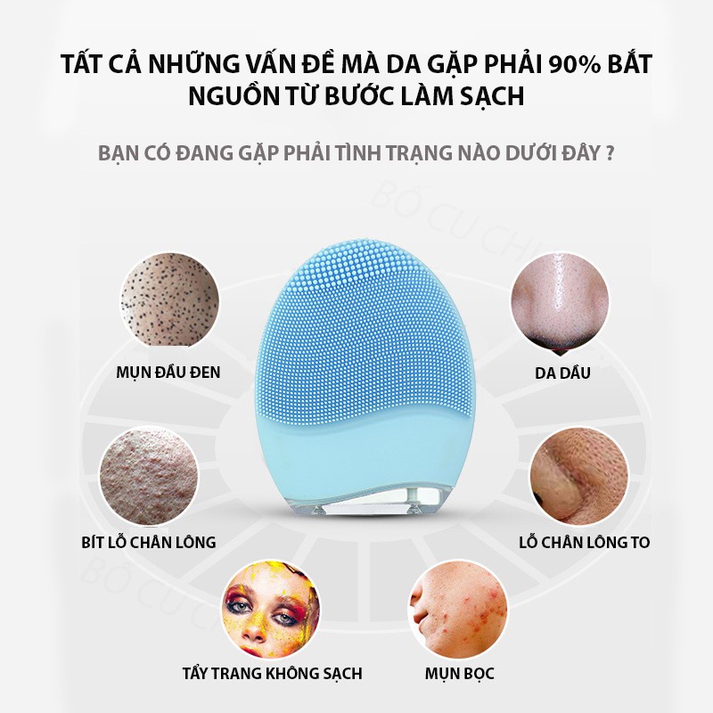 Máy rửa mặt cao cấp Ultrasonic Chính Hãng - Trẻ hóa làn da - Sạch Sâu - Chống nước - Siêu bền - DR15