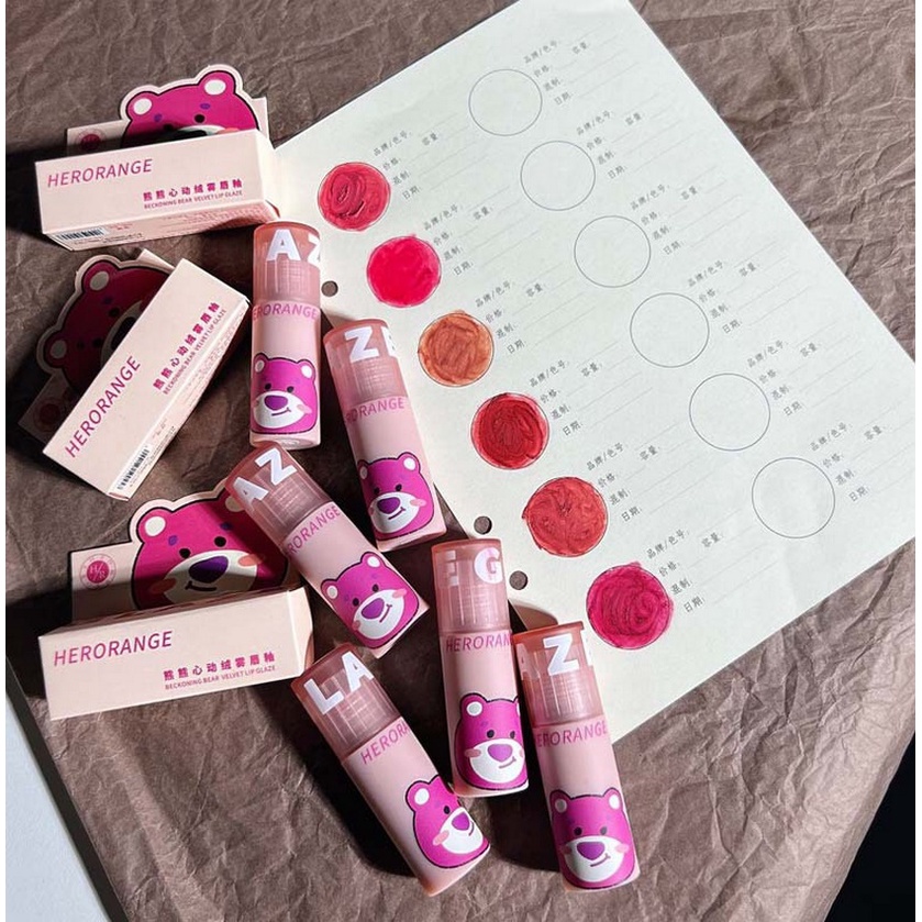 Son velvet son kem lì gấu dâu HERORANGE mềm mịn lâu trôi Beckoning BearLip Glaze HERO29 son nội địa trung DANA | BigBuy360 - bigbuy360.vn