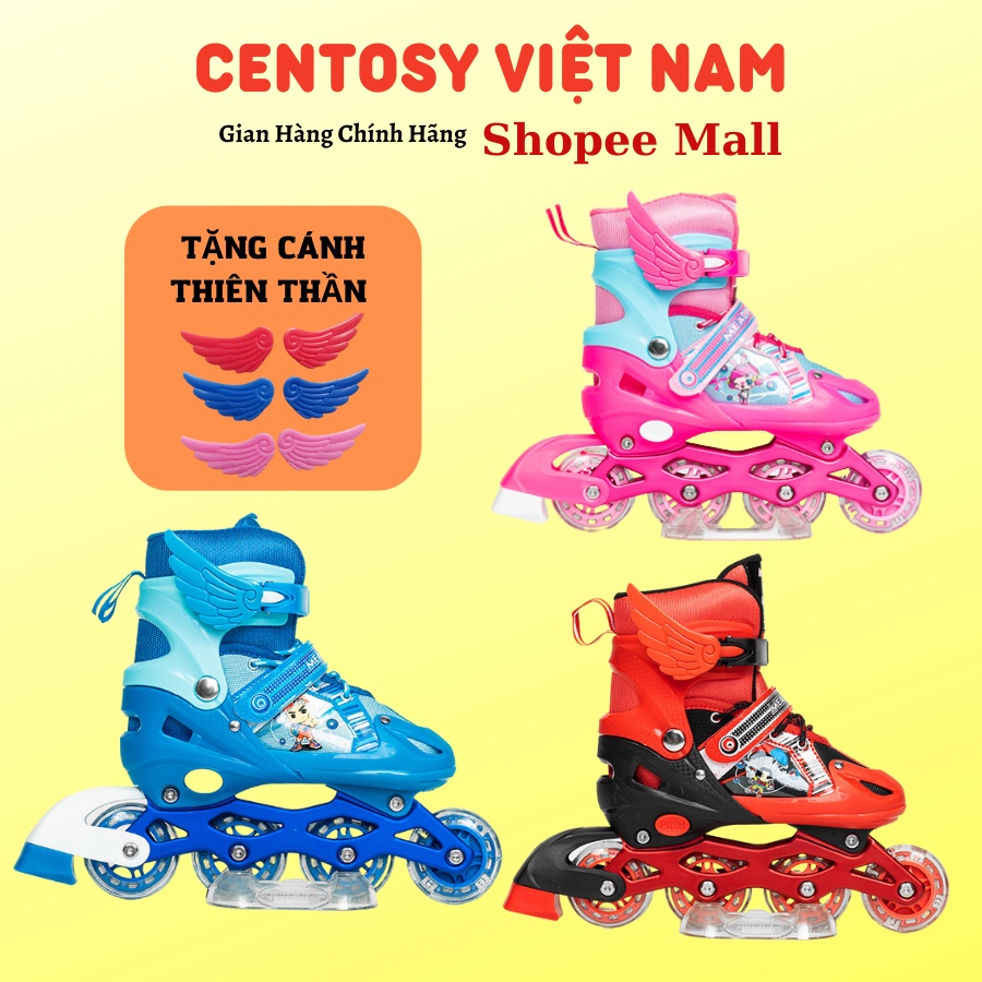 Combo Giày Patin Trẻ Em Centosy Measin ,Có Bánh Đèn Phát Sáng, Tặng Kèm Cánh Thiên Thần