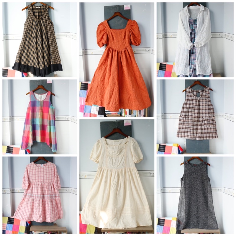 váy đầm xô linen 2hand - secondhand - đồ si - thrifting - mori girl - vintage