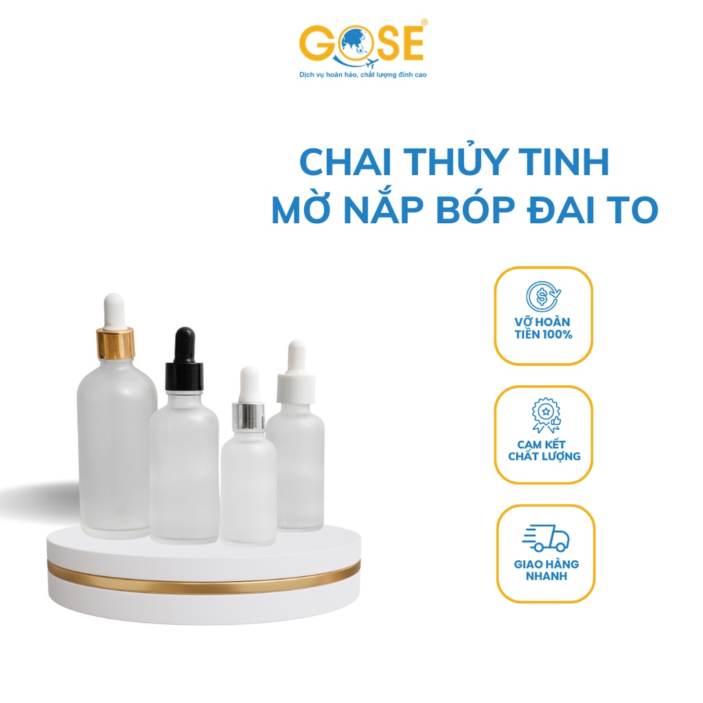 Lọ thủy tinh chiết tinh dầu GOSE thân mờ nắp bóp bộ chiết mỹ phẩm đi du lịch tiện lợi