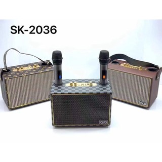Loa bluetooth sk-2036 , có sẵn 2 micro không dây , hát karaoke nghe nhạc bass mạnh