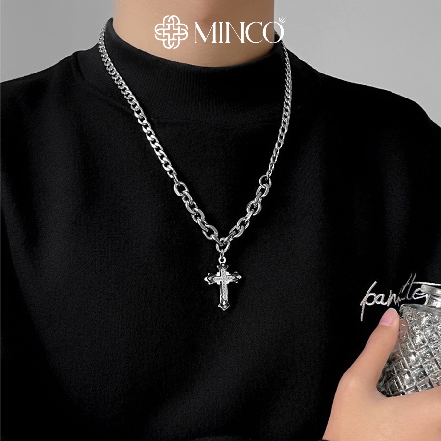 Dây chuyền nam thập tự thánh giá đính đá Minco Accessories vòng cổ cao cấp hiphop DT100