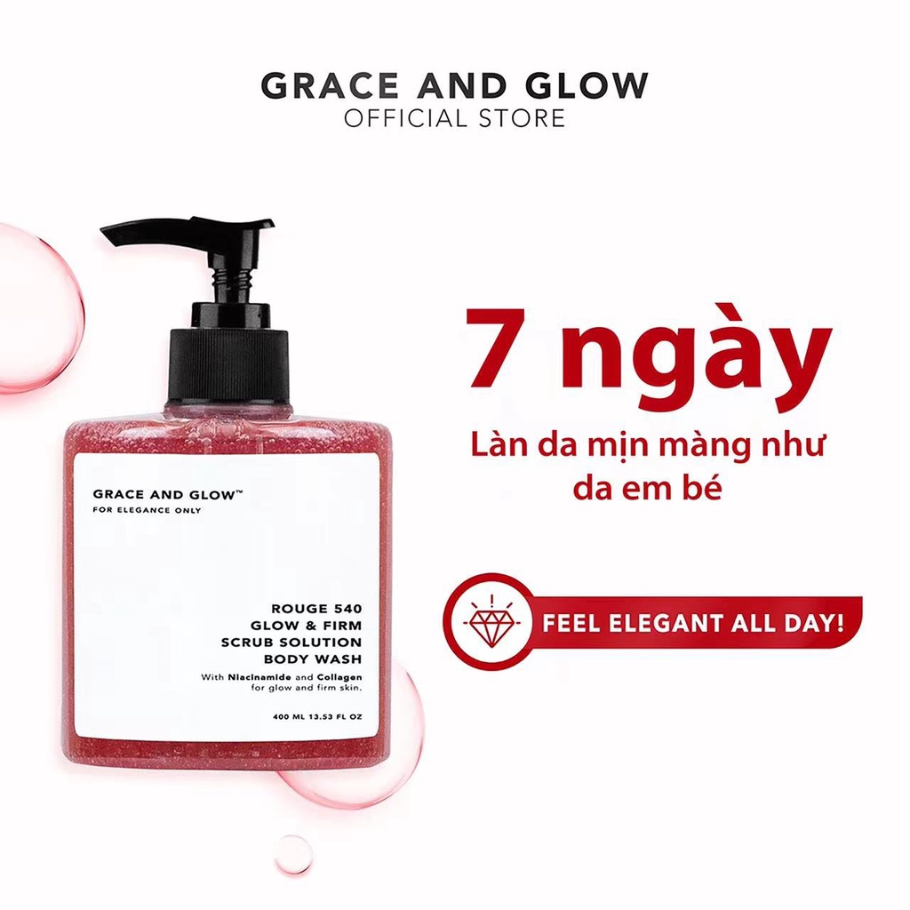 Sữa tắm tẩy da chết Grace and Glow Rouge 540 Scrub Solution body wash 400ml 5921-03