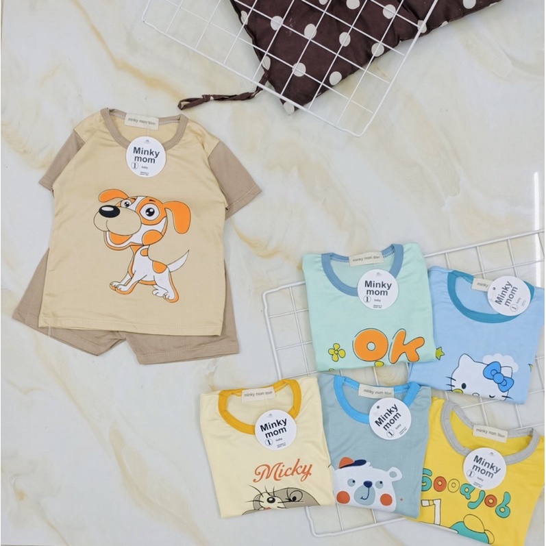 Bộ Cộc Tay Bé Trai, Bộ Thun Lạnh Minkymom Mịn Mát Cho Bé Trai Bé Gái Từ 8 - 18kg