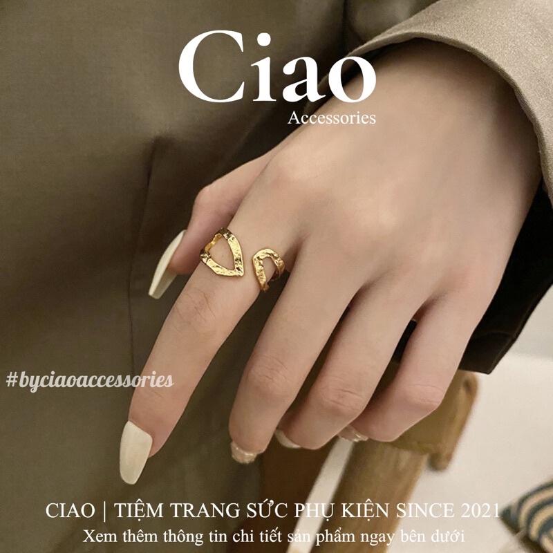 Nhẫn mạ bạc S925 thiết kế hoạ tiết mới lạ trendy mã 38 Ciao accessories