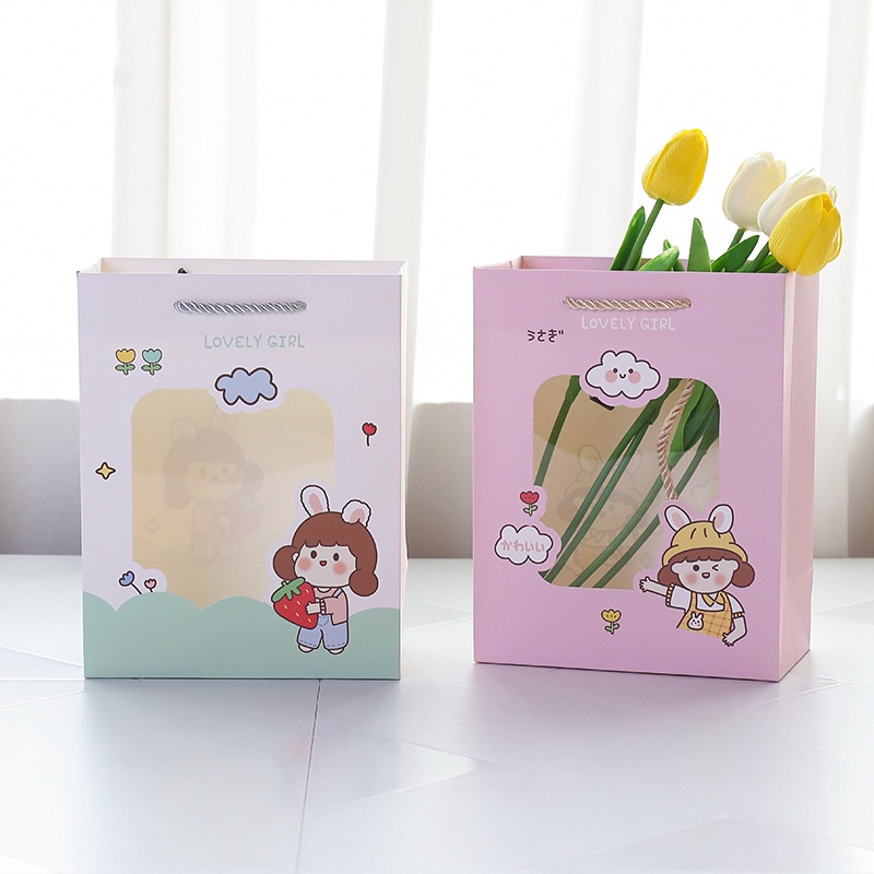 Túi đựng quà mặt kính hoạt hình Nhật Bản cô bé dễ thương